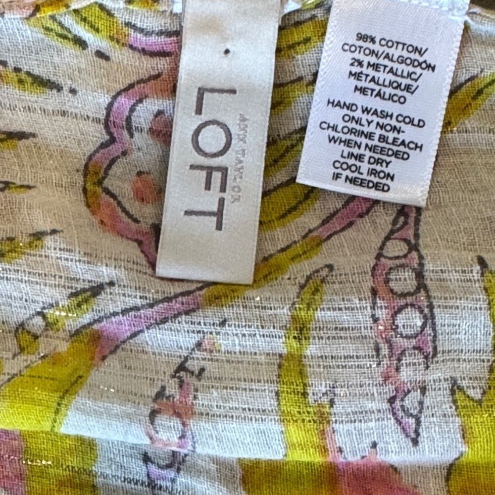 Loft Orange & Pink Multi Floral Cotton Scarf Sarong or Halter Top - Picture 8 of 13